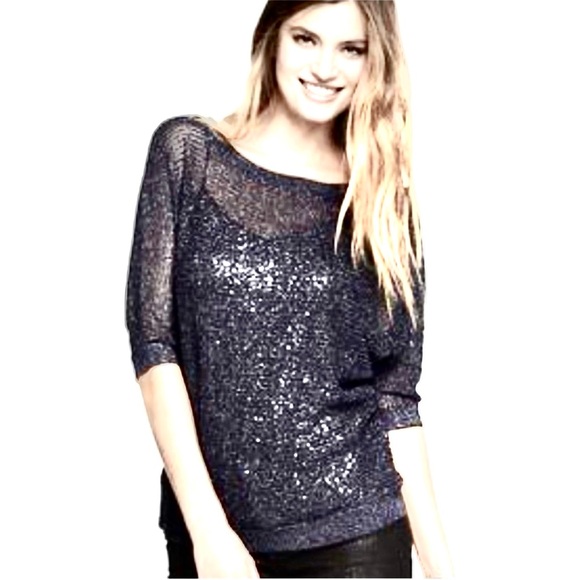 Express sweater dolman mesh top open knit net express top silver gray pullover - Picture 5 of 13